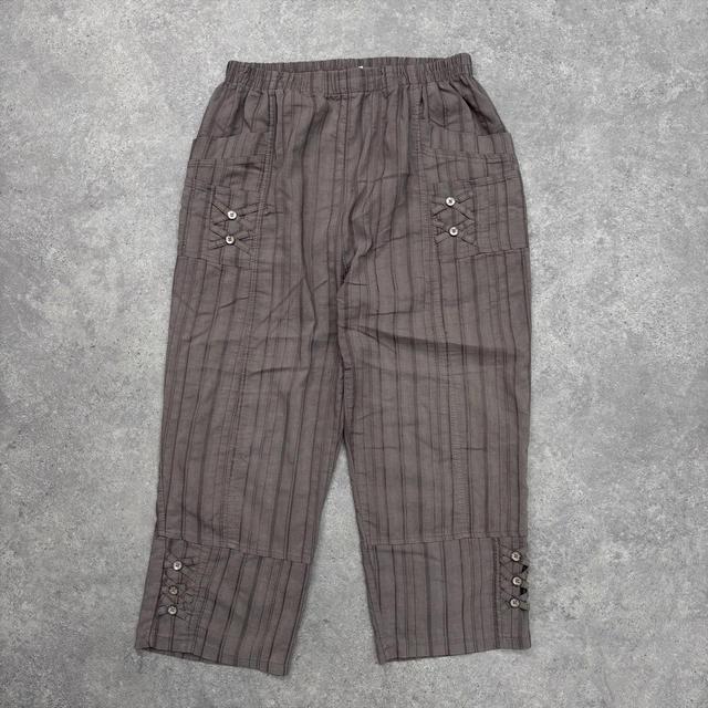 Pinstripe brown capri trousers