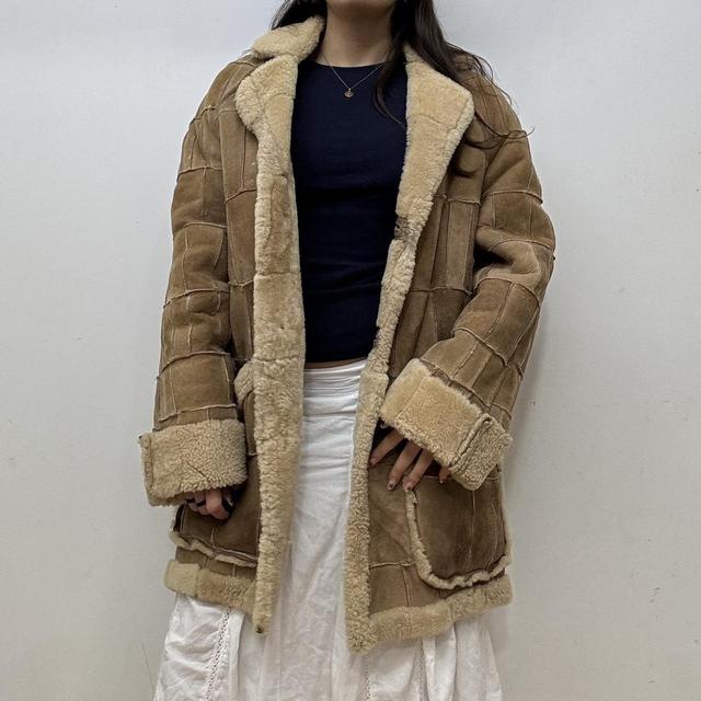 Patchwork suede afghan coat