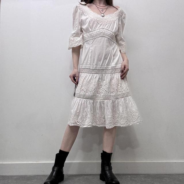 White cotton lace dress