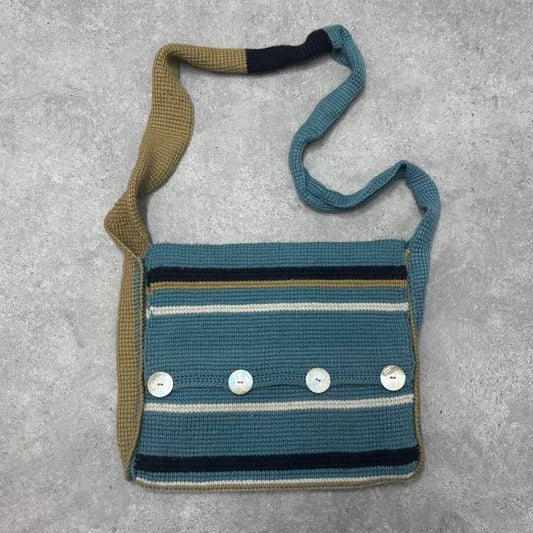 Knitted satchel stripey bag