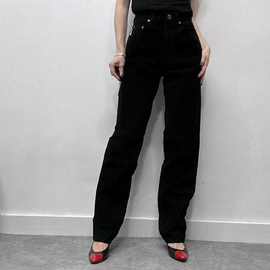 Black suede trousers