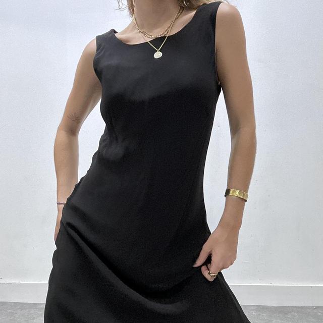 Black wide neck bias cut maxi dress