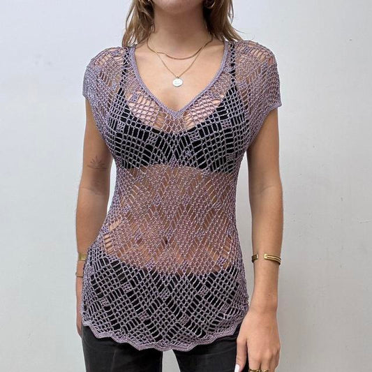 Sheer crochet shimmer fairy top