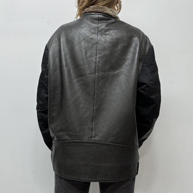 Oversized black leather jacket
