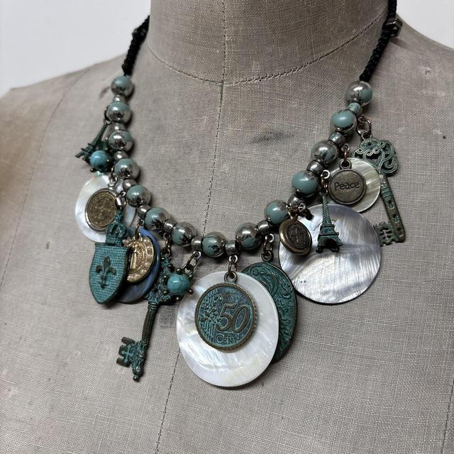 Pearl coin charm necklace