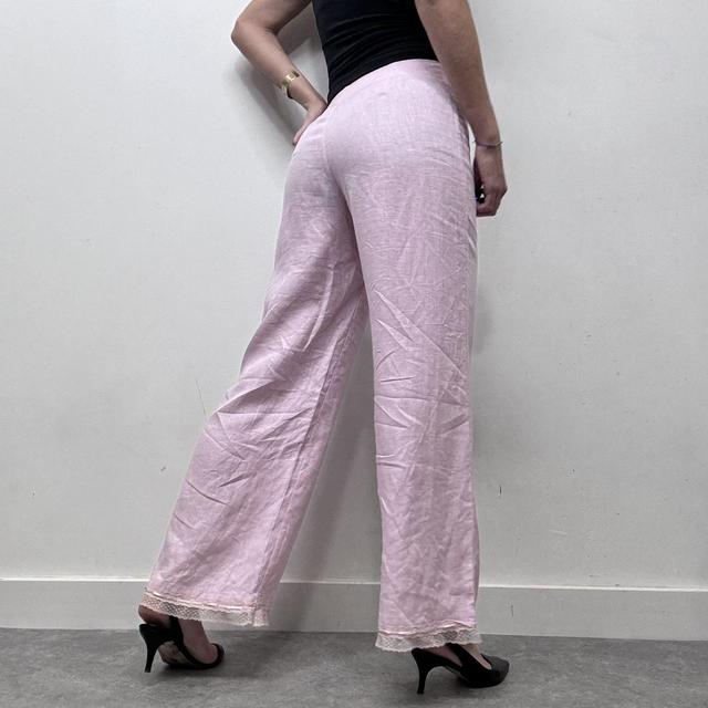 Pink lace wide leg trousers