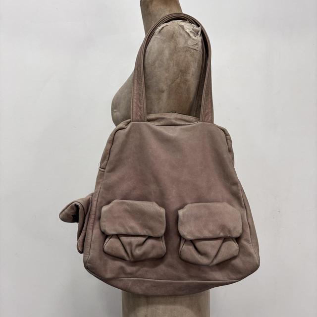 Slouchy pink leather cargo bag