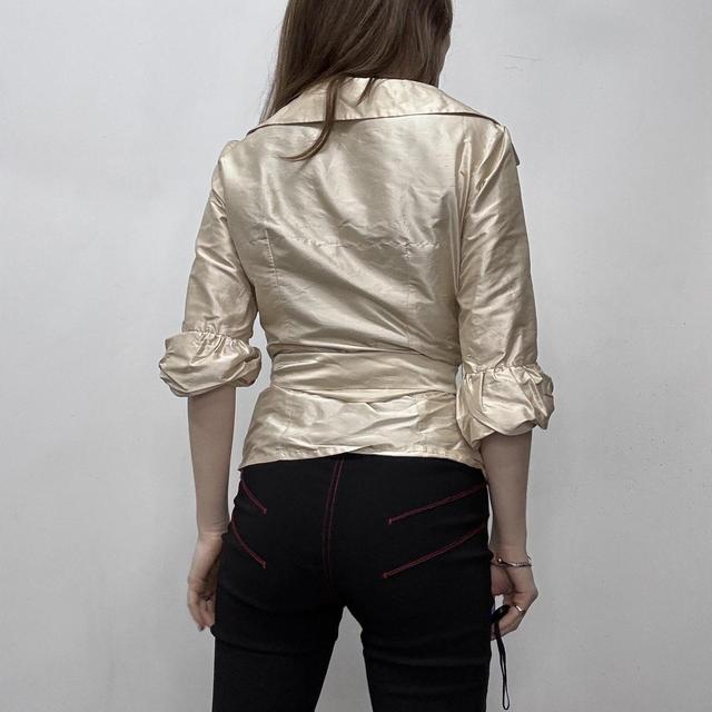 Silk satin structured wrap shirt