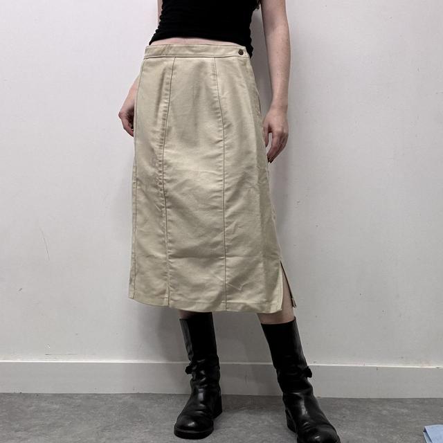 Cream canvas midi skirt