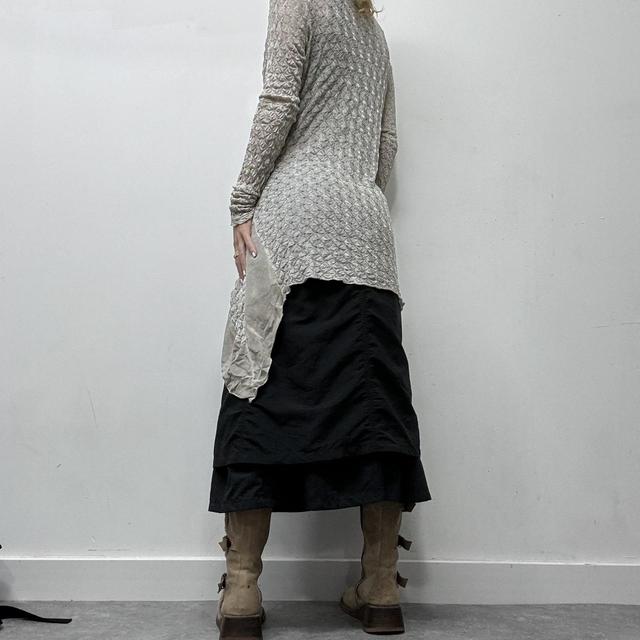 Sheer knitted asymmetric wrap cardigan