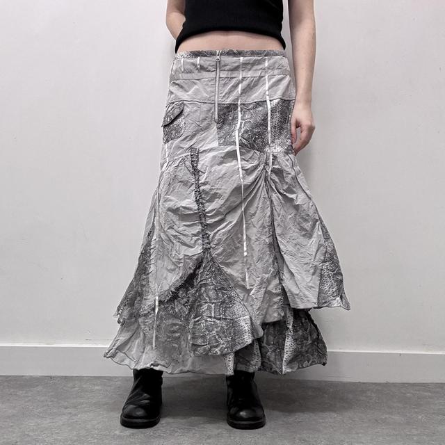 Layered puff lace cargo maxi skirt