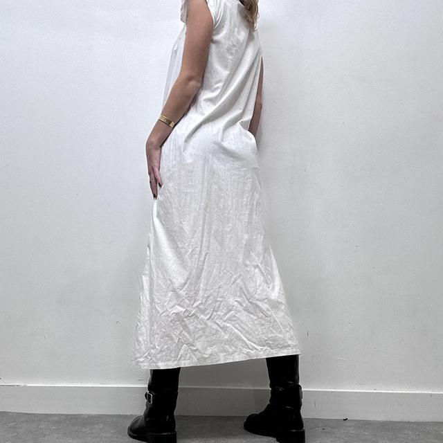 White cotton embroidered antique maxi dress
