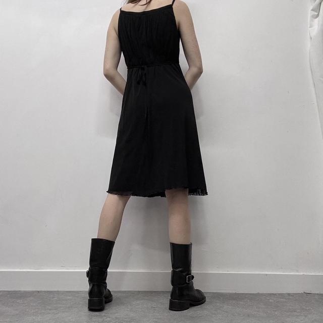Black pleated cinched mini dress