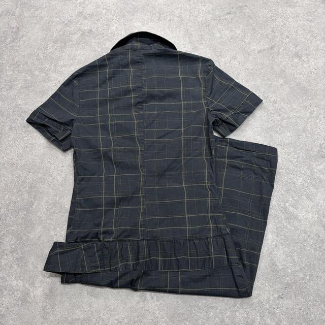 Pinstripe checked fitted shirt dress