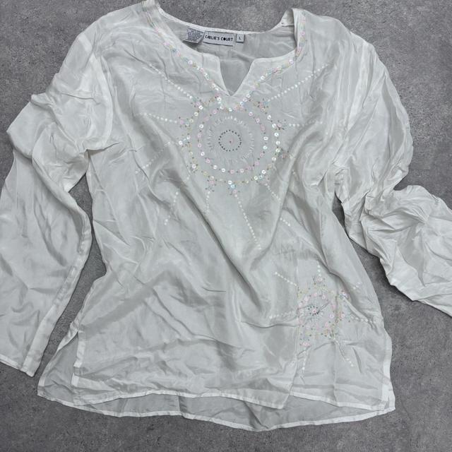 White floaty flared fairy shirt