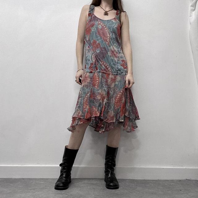 Sheer floral paisley diesel ruffle dress