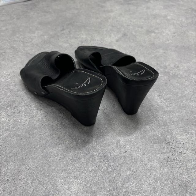 Black leather mules heels