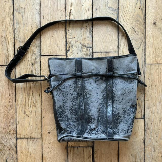 Distressed suede leather bag