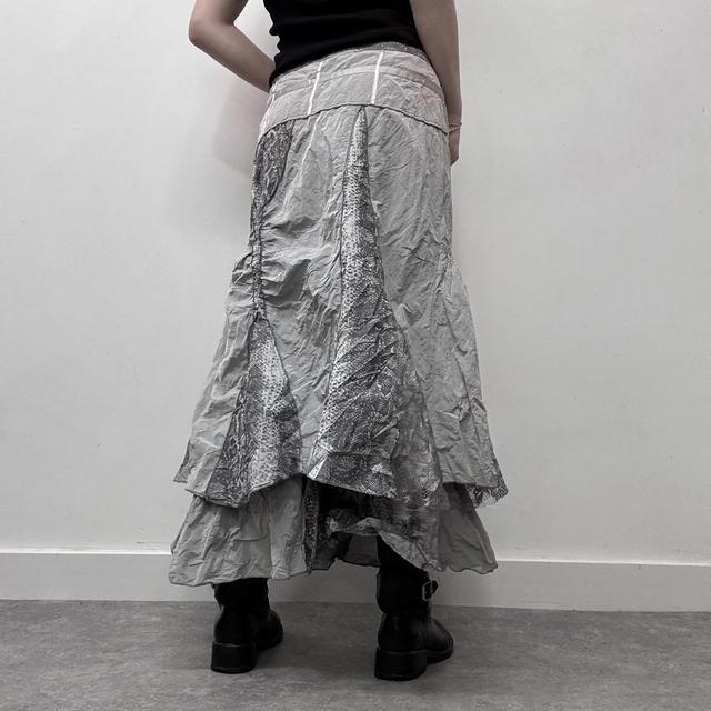 Layered puff lace cargo maxi skirt