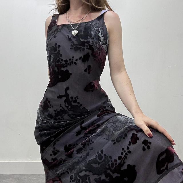 Sheer floral layered maxi dress