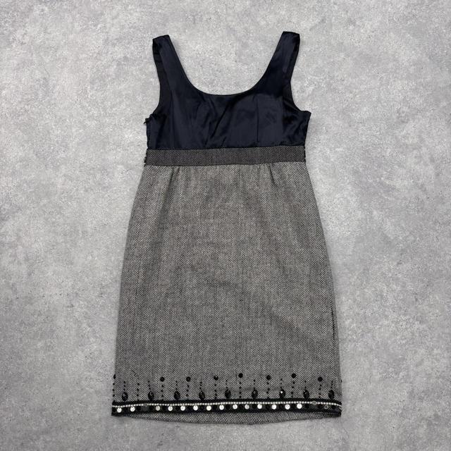 Tweed office-core embellished midi dress