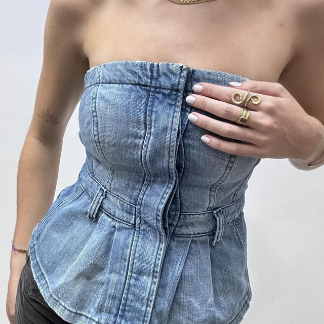 Allsaints denim corset top