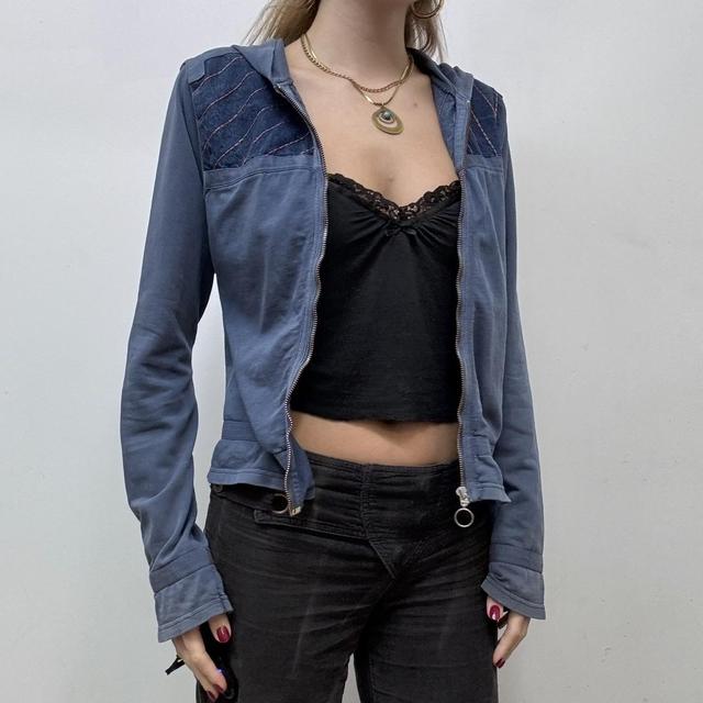 Slouchy blue stitched hoodie