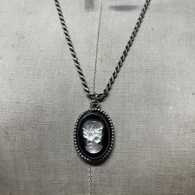 Gothic sterling silver cameo necklace