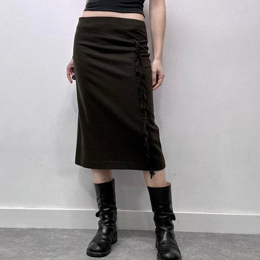 Khaki aline wool skirt