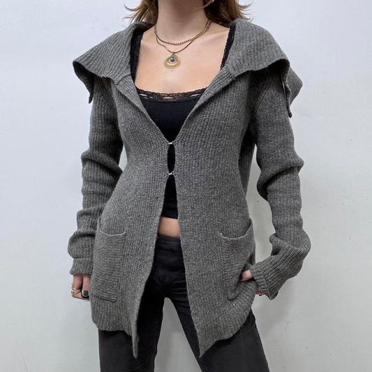 Grey knitted slouchy cardigan
