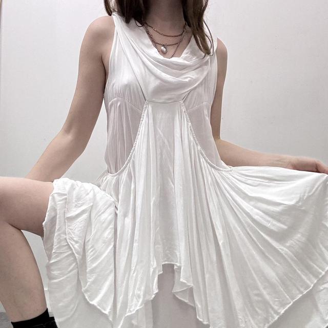 White drape layered dress