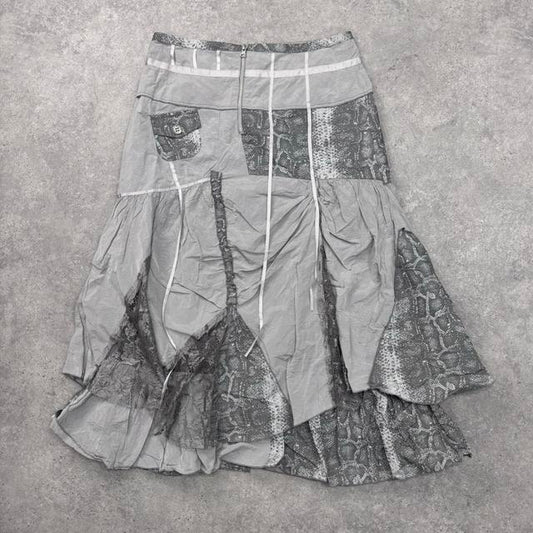 Layered puff lace cargo maxi skirt