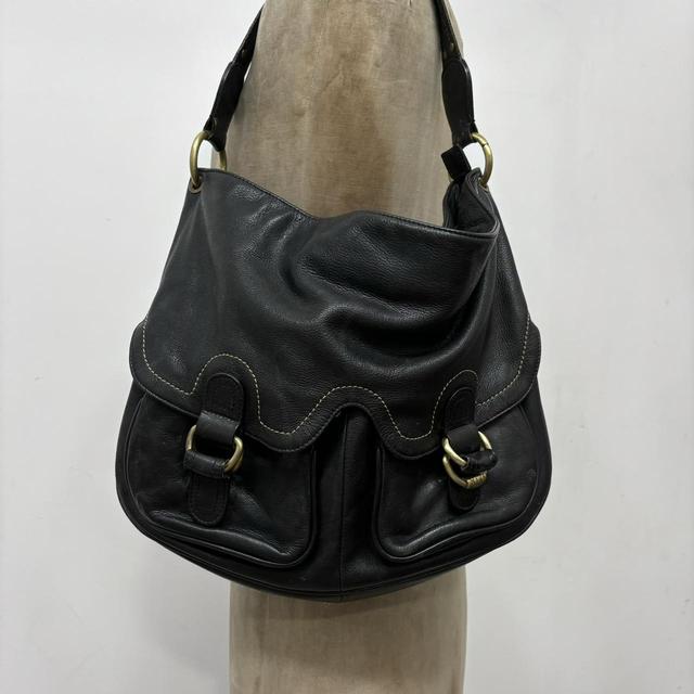 Black slouchy leather shoulder bag