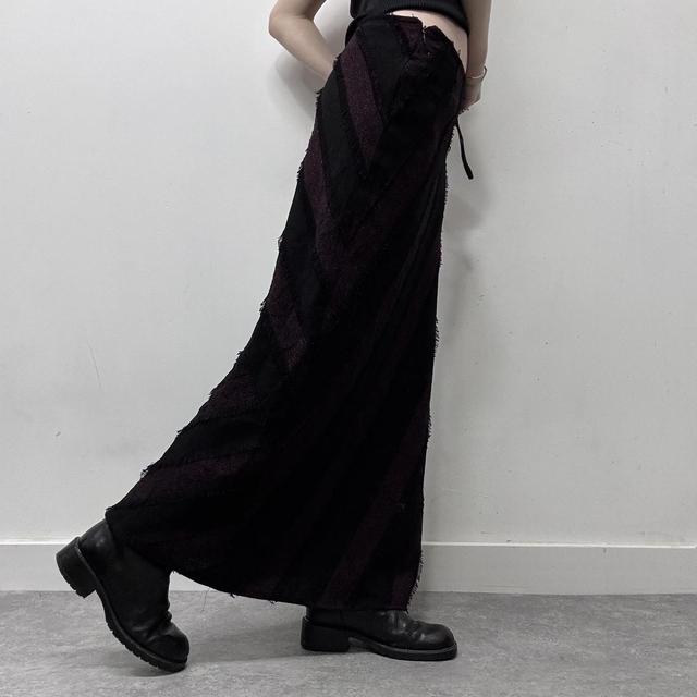 Textured striped maxi flare skirt
