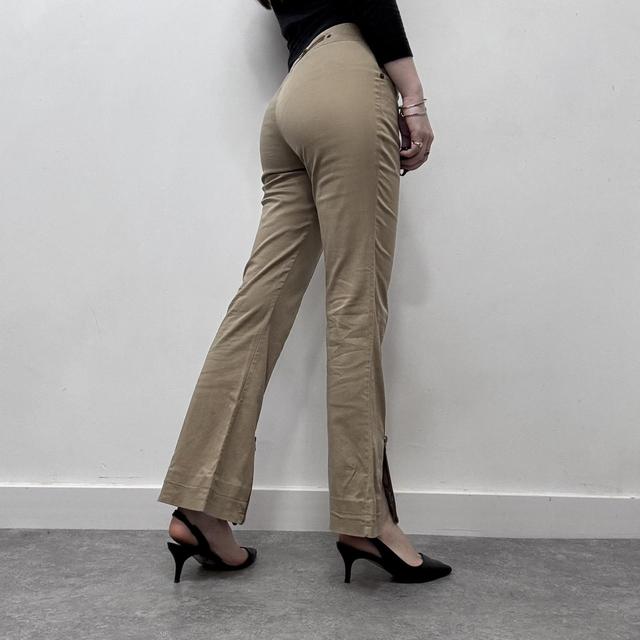 Zipper flared chino trousers