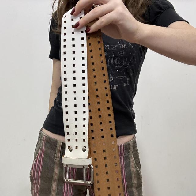 White boho cutout belt