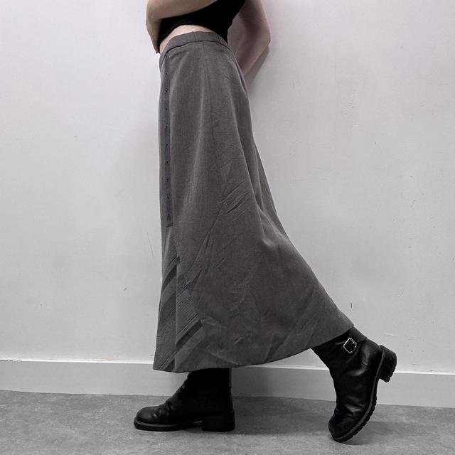 Pinstripe grey suit office skirt