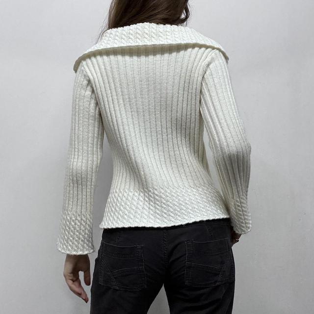 Knit ribbed cable knit wide neck jumper