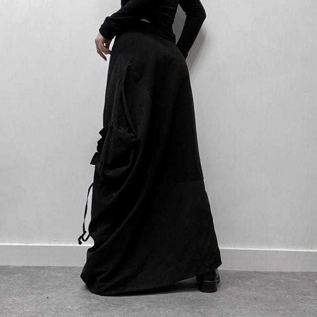 Black asymmetric grunge gathered skirt
