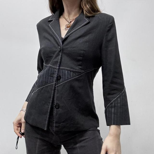 Black pinstripe flared jacket