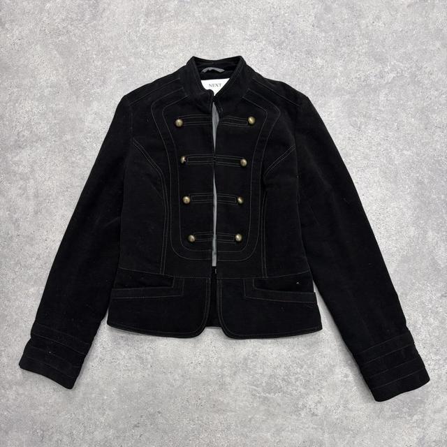Black military fitted velvet jacket
