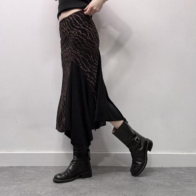 Grunge glitter asymmetric midi skirt