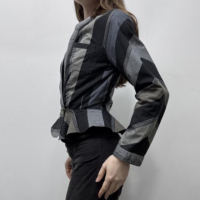 Pinstripe flared cropped jacket