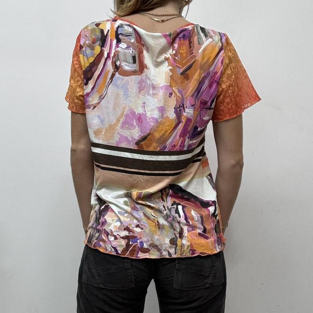 Patchwork graphic lace t-shirt