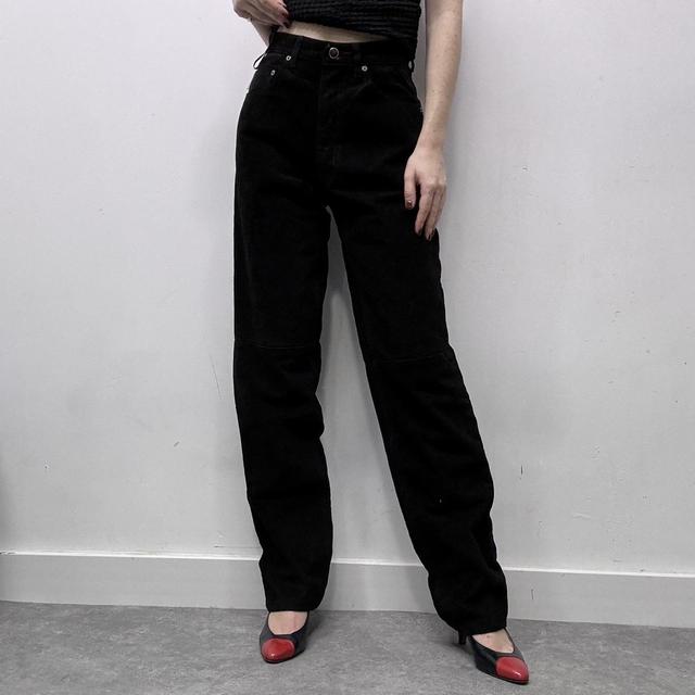 Black suede trousers