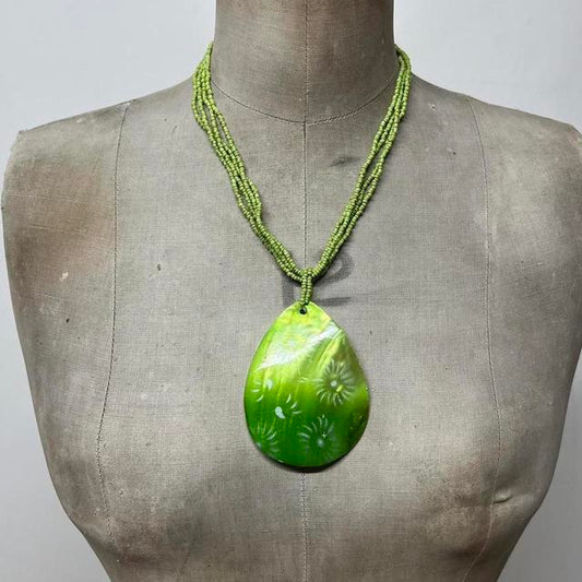 Beaded shell boho necklace