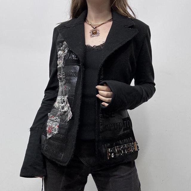 Black graphic flared jacket blazer