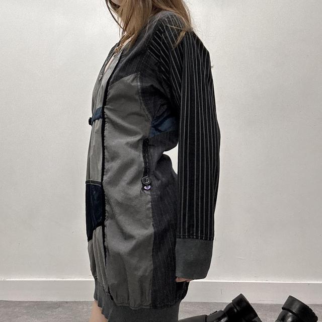 Structured puff cargo patchwork dress