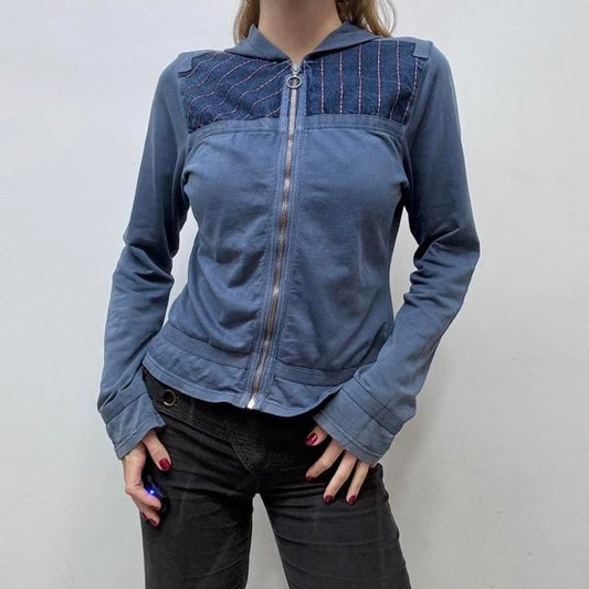 Slouchy blue stitched hoodie