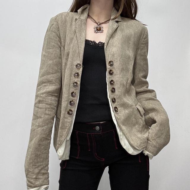Slouchy puff hook linen blazer